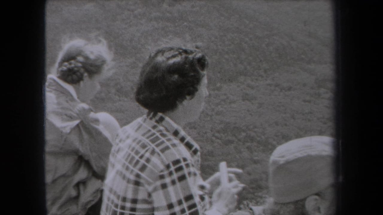 Seated woman in plaid shirt holds a white comb beside another seated person in a grassy field.