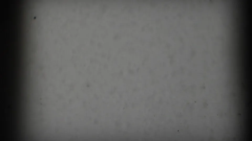 Final extracted frame shows blank grey film texture with dark side borders, faint scratches, and dust specks rather than visible subject matter.