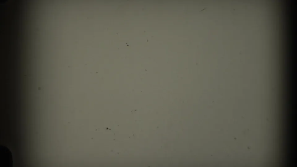 1969 California 8mm frame texture showing pale film, scattered dust, dark rounded gate edges, and a central vertical band.