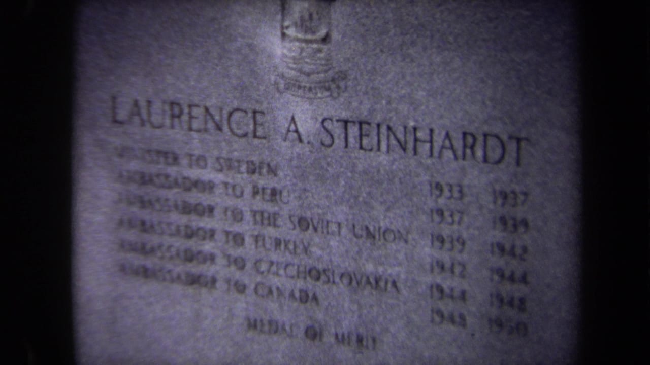 1970 Washington, DC cemetery footage showing a close, soft-focus view of Lawrence A. Steinhardt's engraved grave marker.