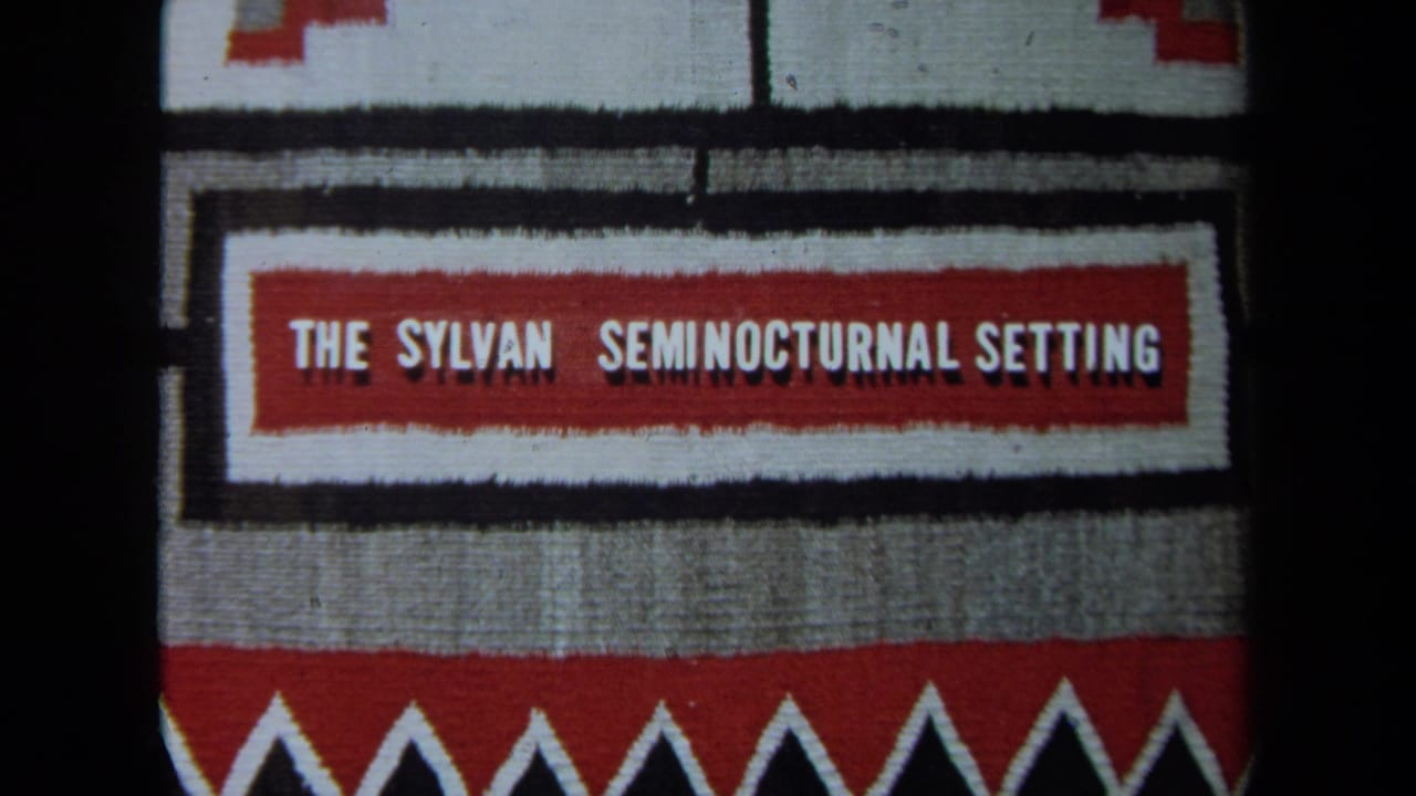1971 California 8mm frame showing a close-up of a red, gray, black, and white woven sign with bold lettering.