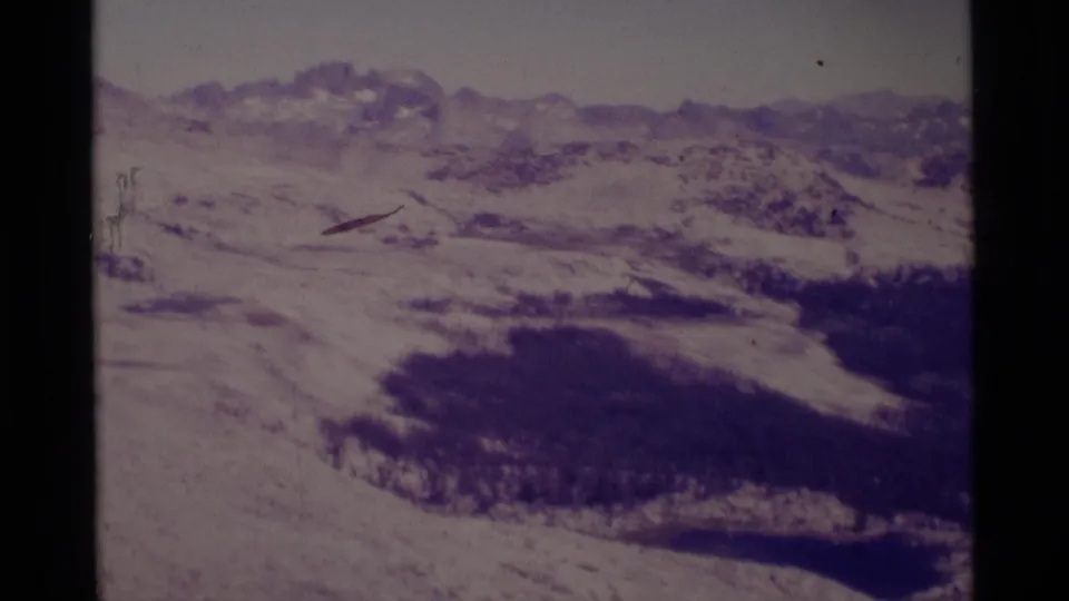 The closing frame shows a wide Minaret Wilderness mountain landscape with snow-patched ridges and dark vegetation in the foreground.