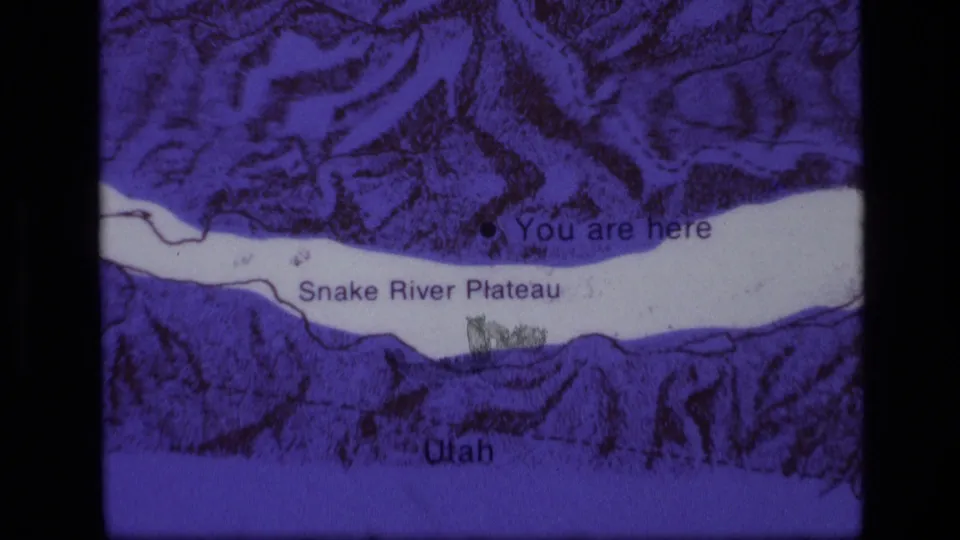 Close view of the Snake River Plateau map area with a black dot and You are here label, with Utah text below.