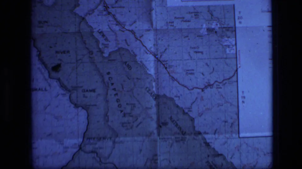 1973 8mm map close-up of the Scapegoat Wilderness area with Marshall Lake, river labels, roads, and a bright printed margin at right.