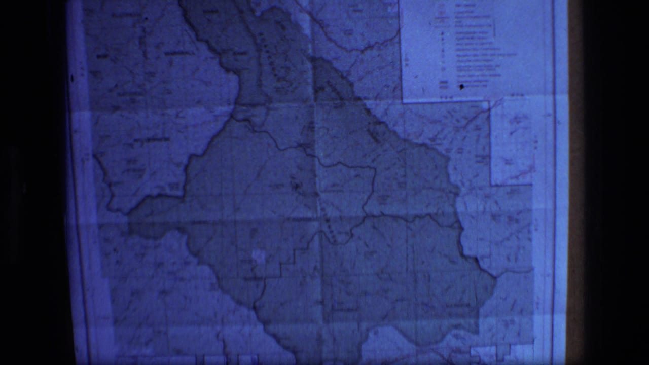 Blue projected map of Scapegoat Wilderness with dark projection borders.