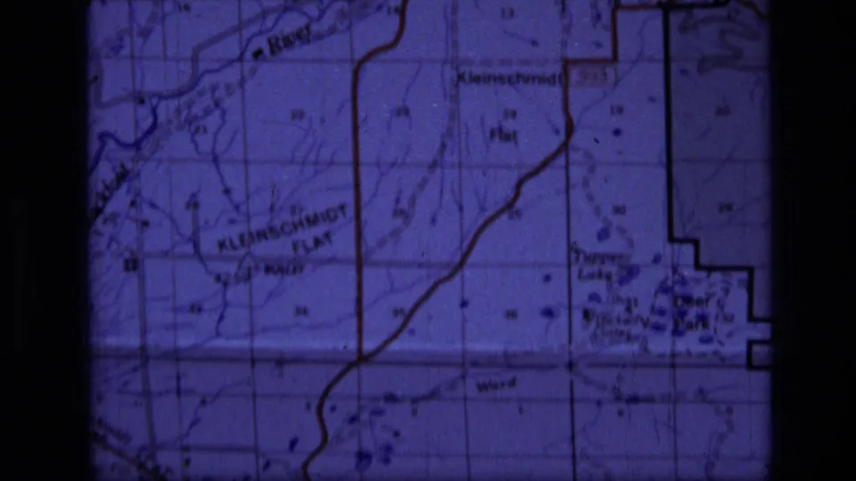 1973 8mm map close-up from the Scapegoat Wilderness area, with Kleinschmidt Flat, a river label, lake names, and road markings visible.