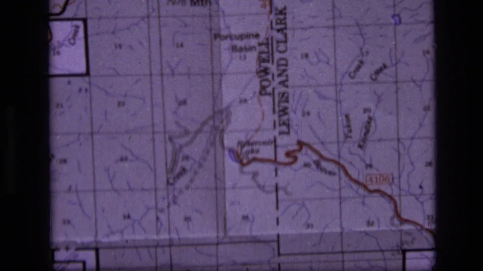 1973 Montana Scapegoat Wilderness map detail showing Porcupine Basin, Powell labels, grid lines, and a red route marking.