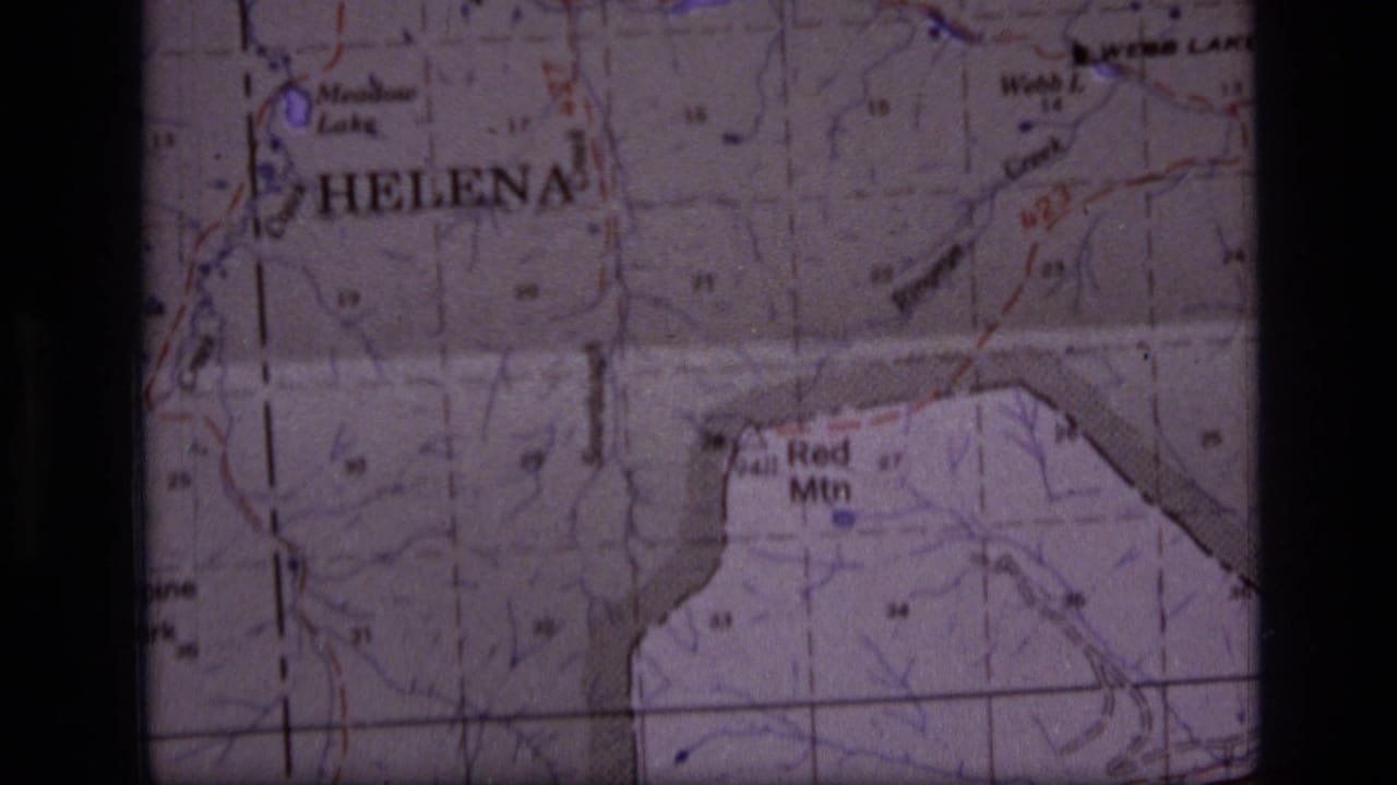 Topographic map detail with Helena, Red Mtn, Webb Lake, contour lines, and a dark vertical film edge.