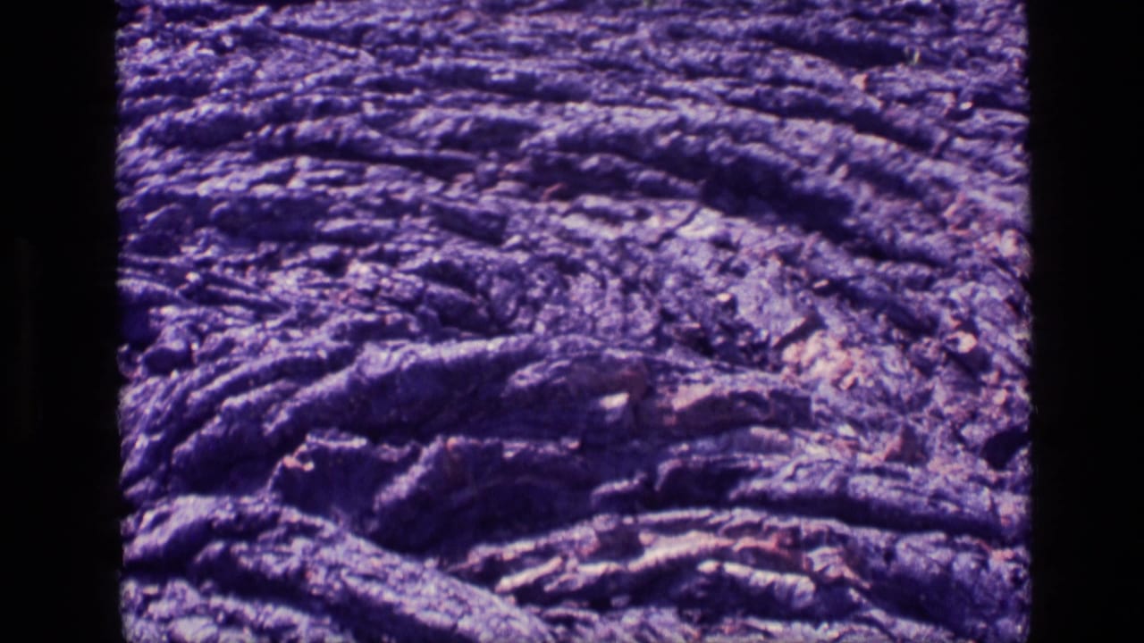 Close view of dark, ropy cooled lava rock filling the frame.