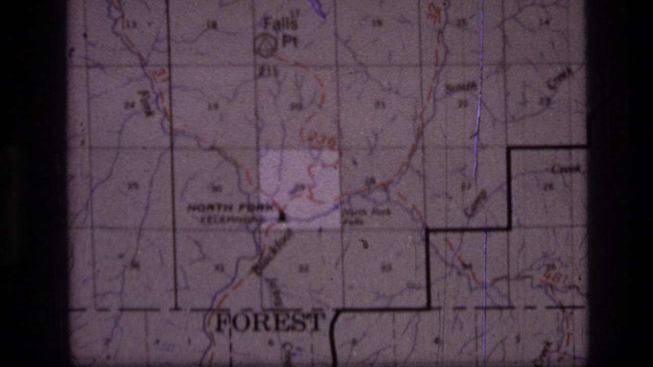 Topographic map section with North Fork label, boundary line, and visible film gate edges.