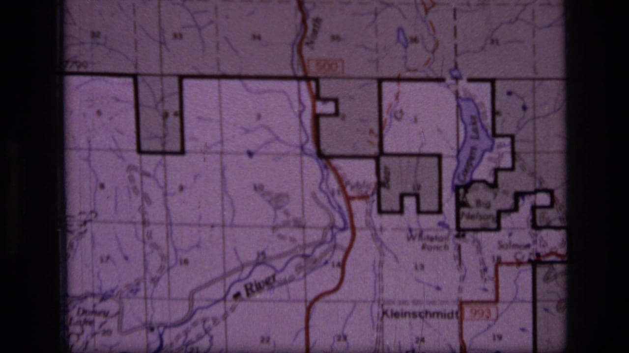1973 8mm close-up of a Scapegoat Wilderness, Montana topographic map with visible river labels, boundaries, and dark square outlines.