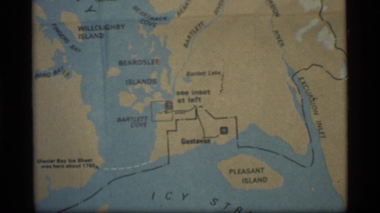 Regional map section with Beardslee Islands, Bartlett Cove, Gustavus, and Excursion Inlet.