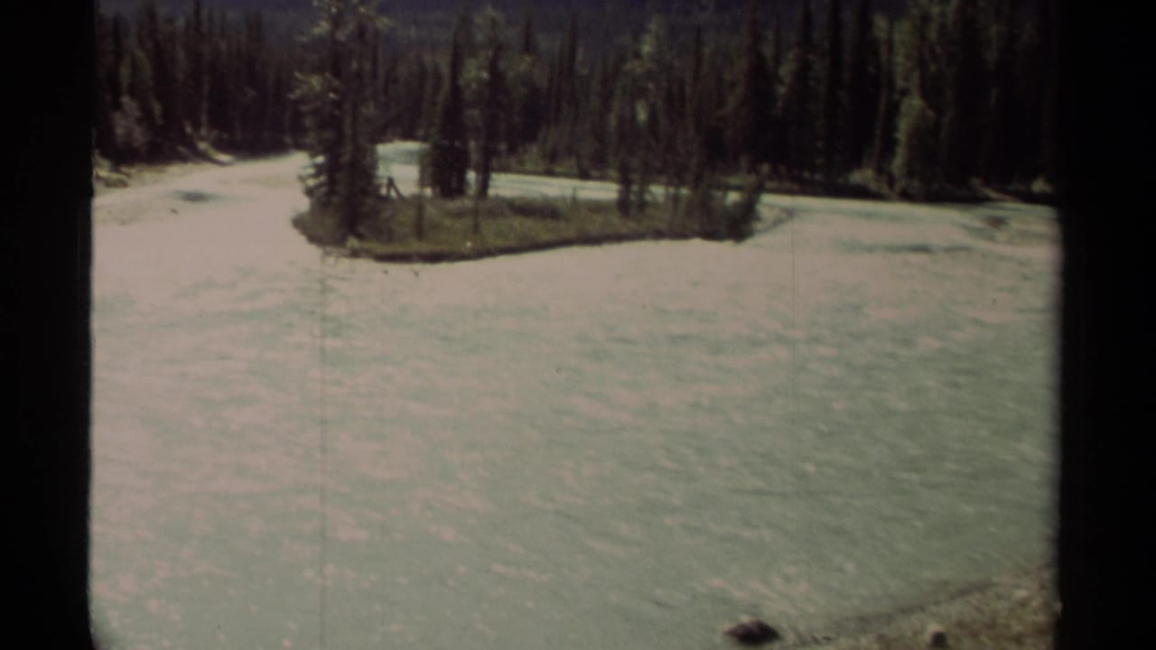 A wide river surface fills the frame with forested banks in the distance.