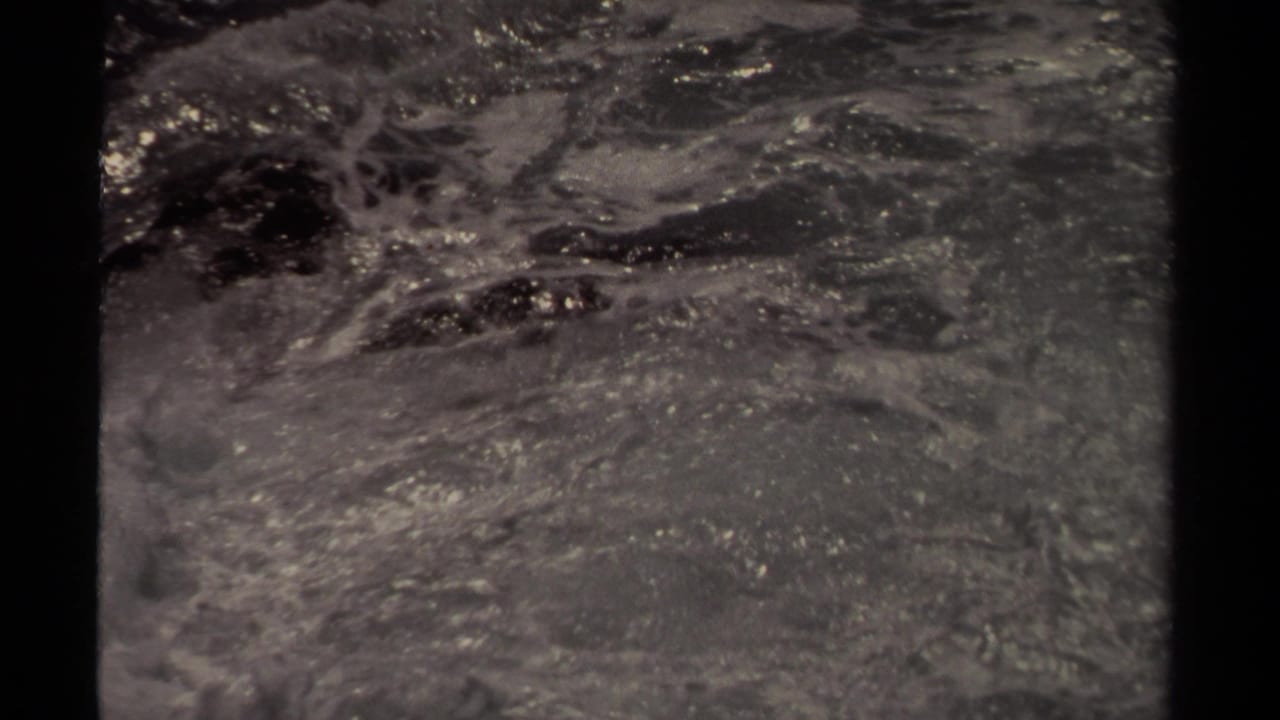 Foamy ocean waves with a dark shape breaking through the surface.