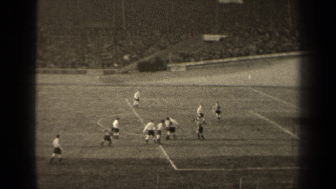 Players cluster near the penalty area as spectators fill the stands behind them.
