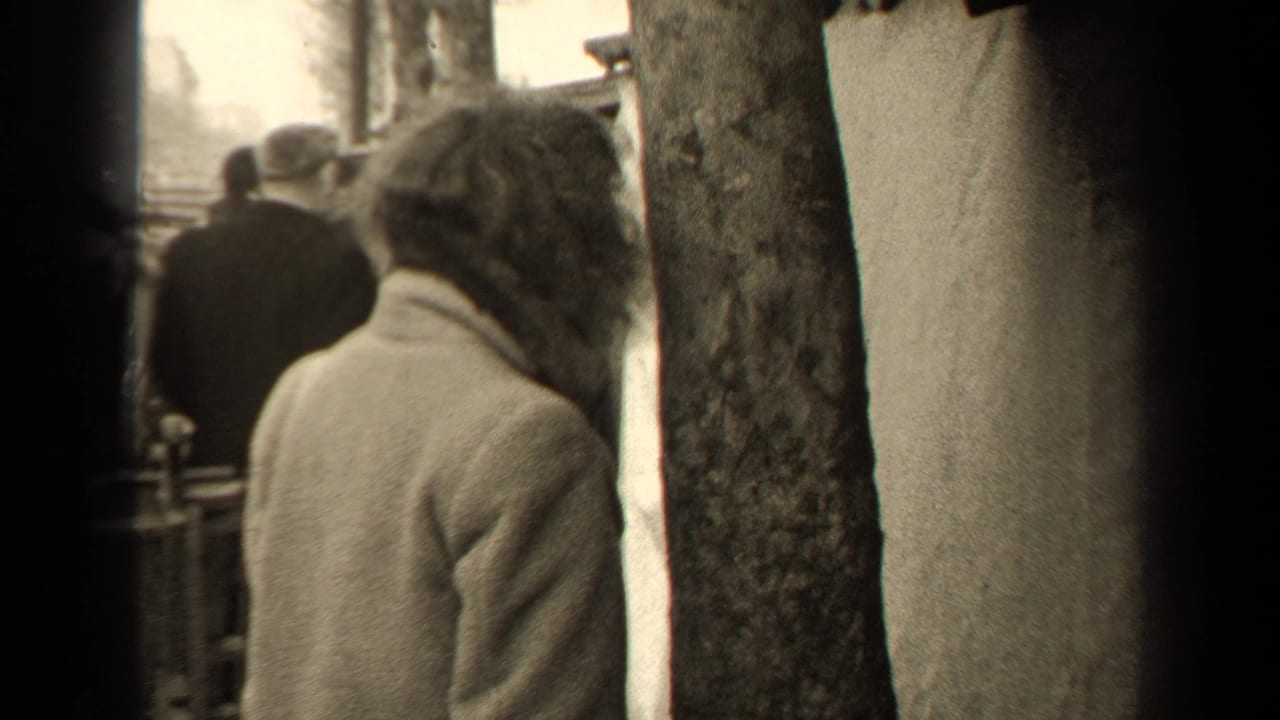 Pedestrians in heavy coats walk along a crowded sidewalk beside trees and street traffic.