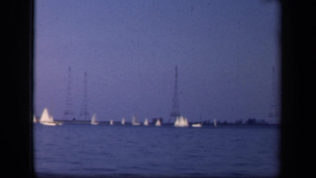 Wide view of sailboats spread across the water near a low horizon.
