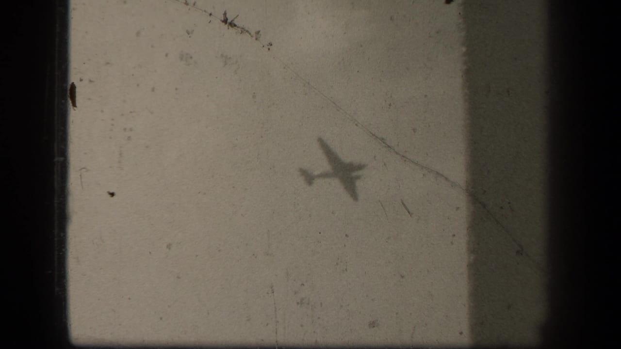 Small airplane seen in profile against a pale cloudy sky.