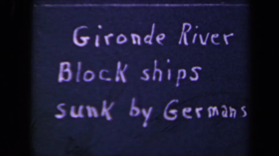 Handwritten title card repeats the Gironde River note about block ships described as sunk by Germans.