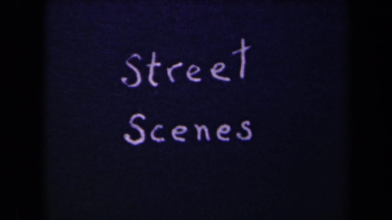 Handwritten Street Scenes title card on a dark blue film frame.