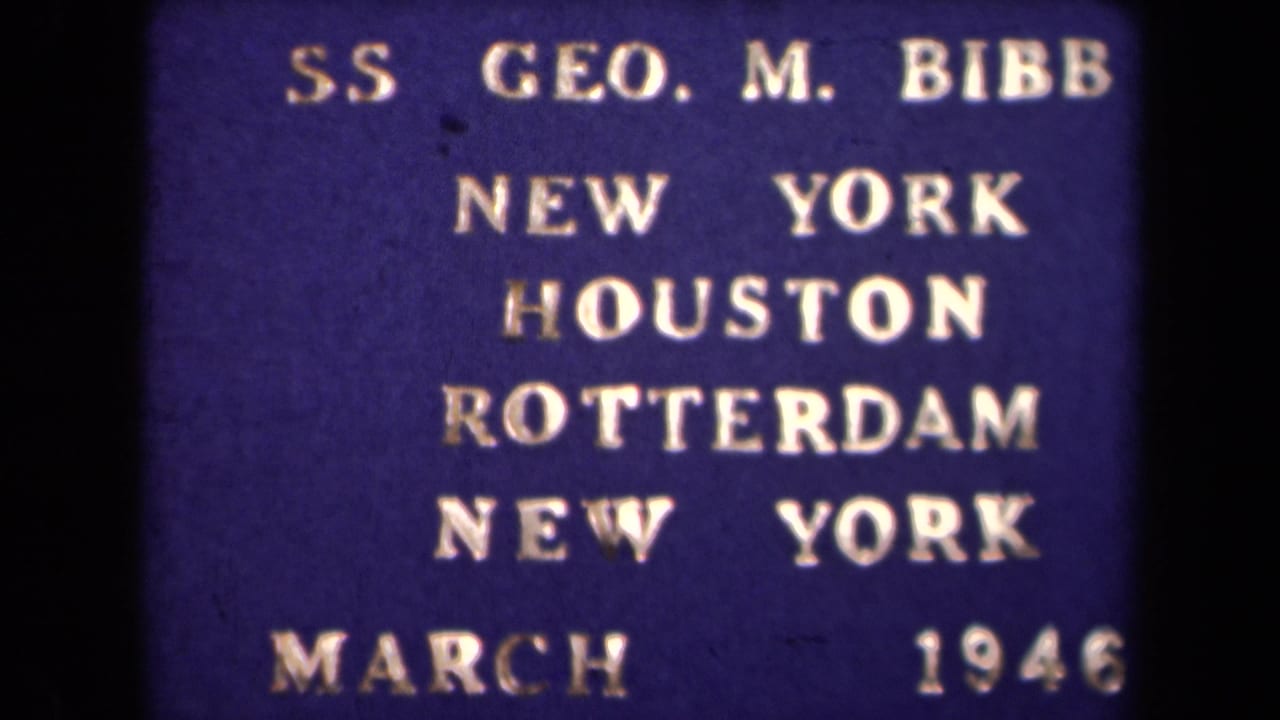 Blue title card listing SS Geo. M. Bibb ports and March 1946.