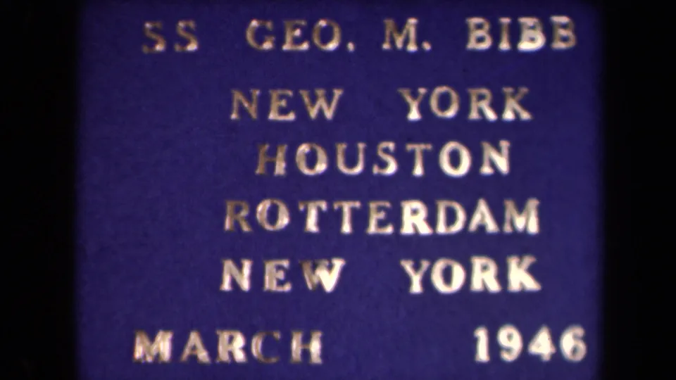 The SS Geo. M. Bibb route card appears slightly lower in frame, with the ports and March 1946 date still legible.