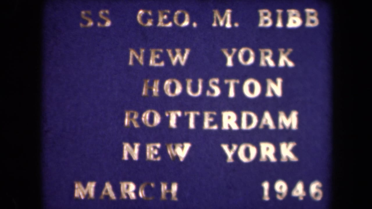Blue title card naming SS Geo. M. Bibb with route and March 1946 date.