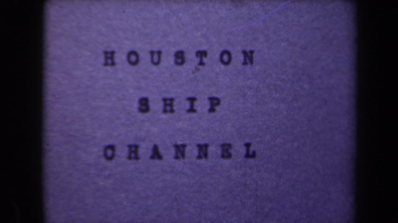 Another 8mm frame shows the Houston Ship Channel title card with dark borders and visible film texture.