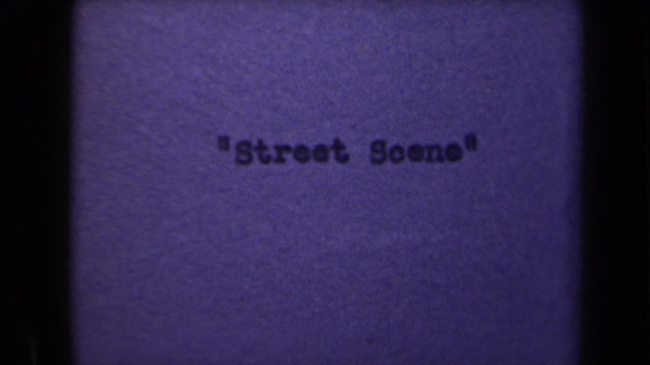 Repeated 1946 8mm title card reading "Street Scene," with visible film grain and dark gate edges.