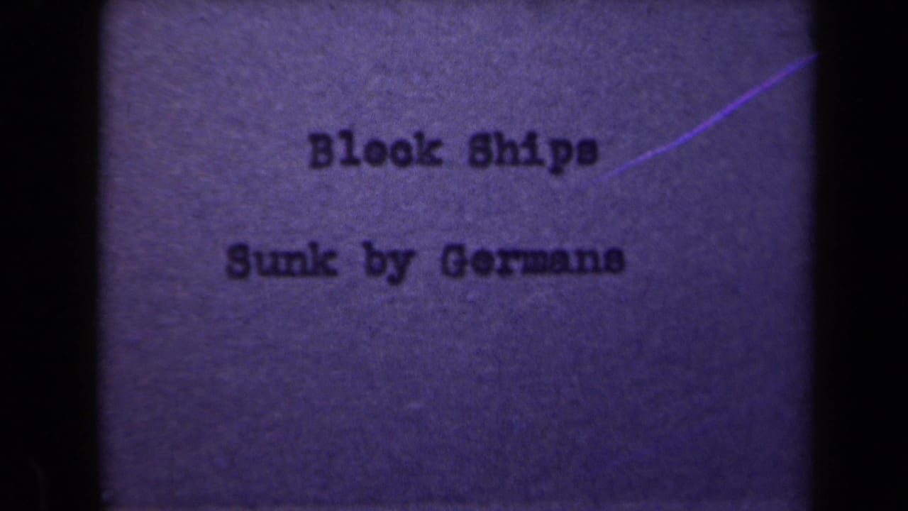 8mm title card states "Block Ships Sunk by Germans," linking the canal scene to wartime obstruction or aftermath context.