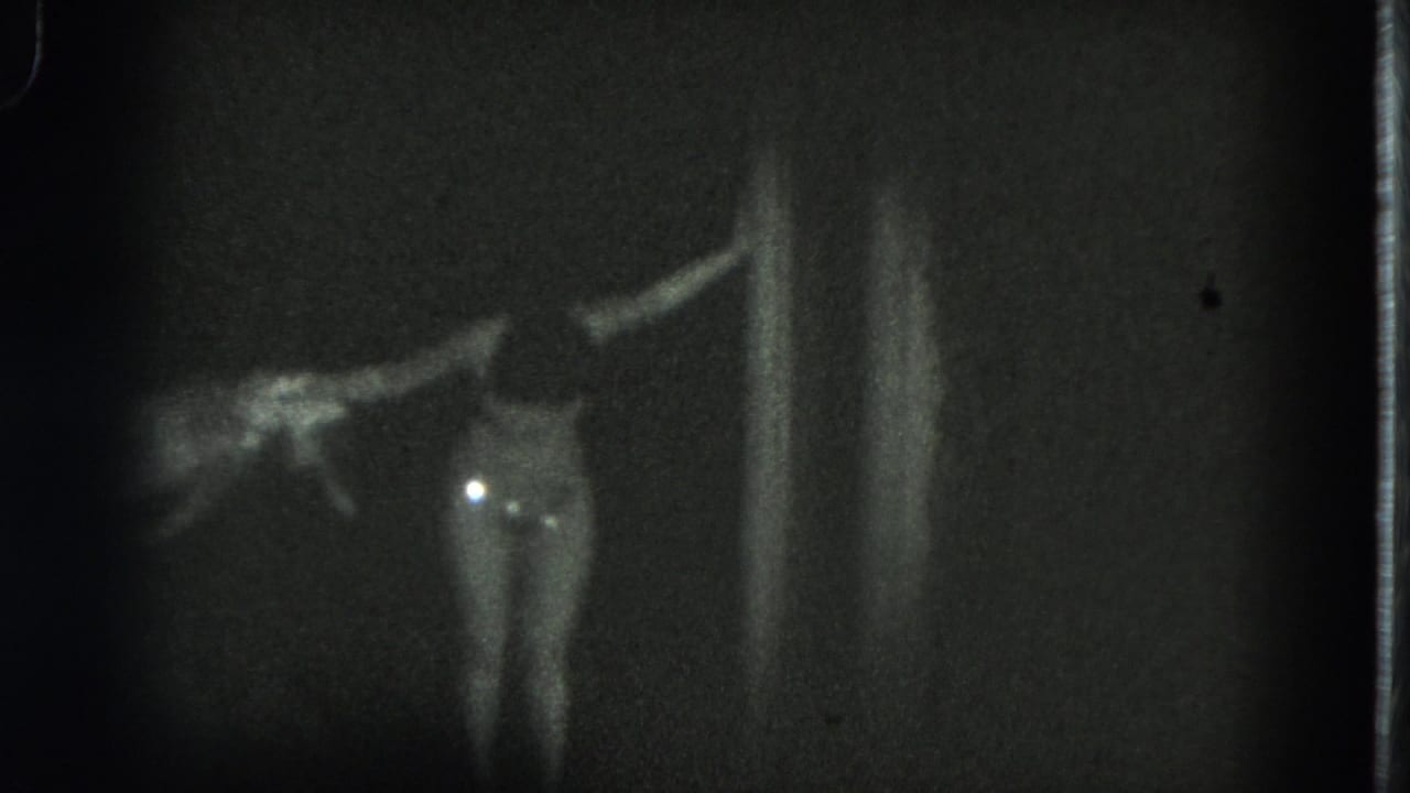 Adult woman faces the camera with arms raised as clothing or fabric extends to one side.