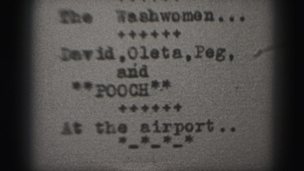 Blurred typed title card naming The Washwomen and cast members.