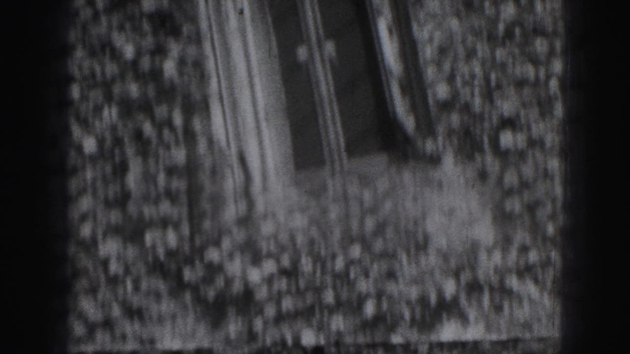 Soft 8mm frame from Harrisburg showing ivy spread across an older exterior wall with narrow windows nearby.