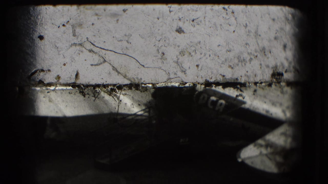 Close view of an aircraft tail and fuselage with visible lettering near the tarmac.