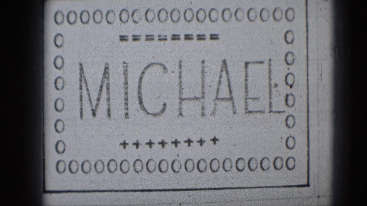 Black-and-white title card with MICHAEL and decorative circles around the border.