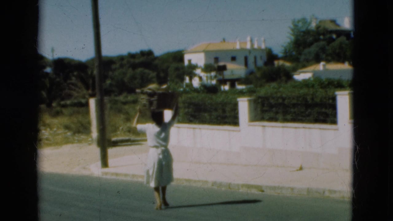 Woman carrying a basket on her head walks near a white wall and roadside pole.