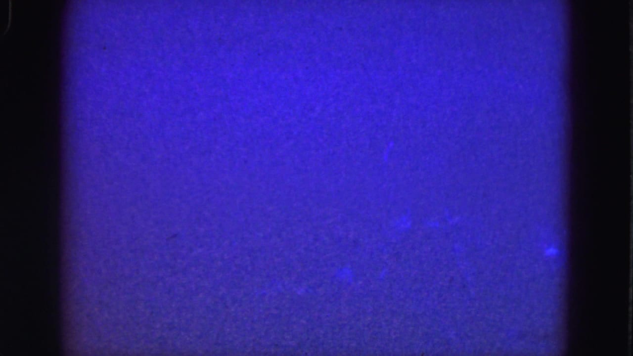 1975 8mm Florida Everglades underwater view with deep blue tones, soft grain, and no identifiable people or objects.
