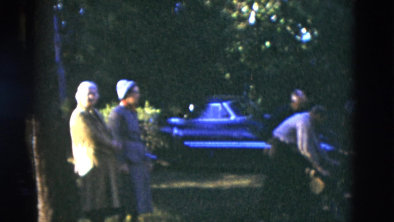 Two older women appear to stand talking or watching in a shaded Somerset, Kentucky outdoor setting, with a blue car behind them.