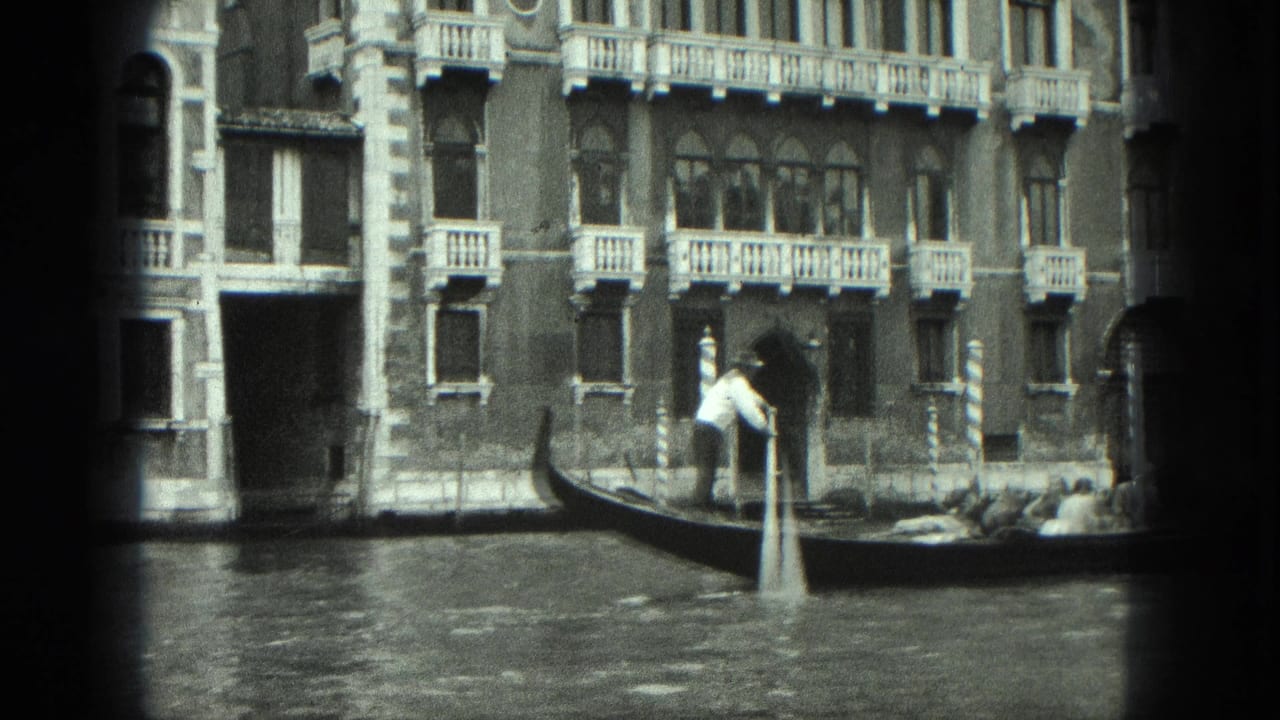 Gondolier with long oar moving a gondola along the canal.