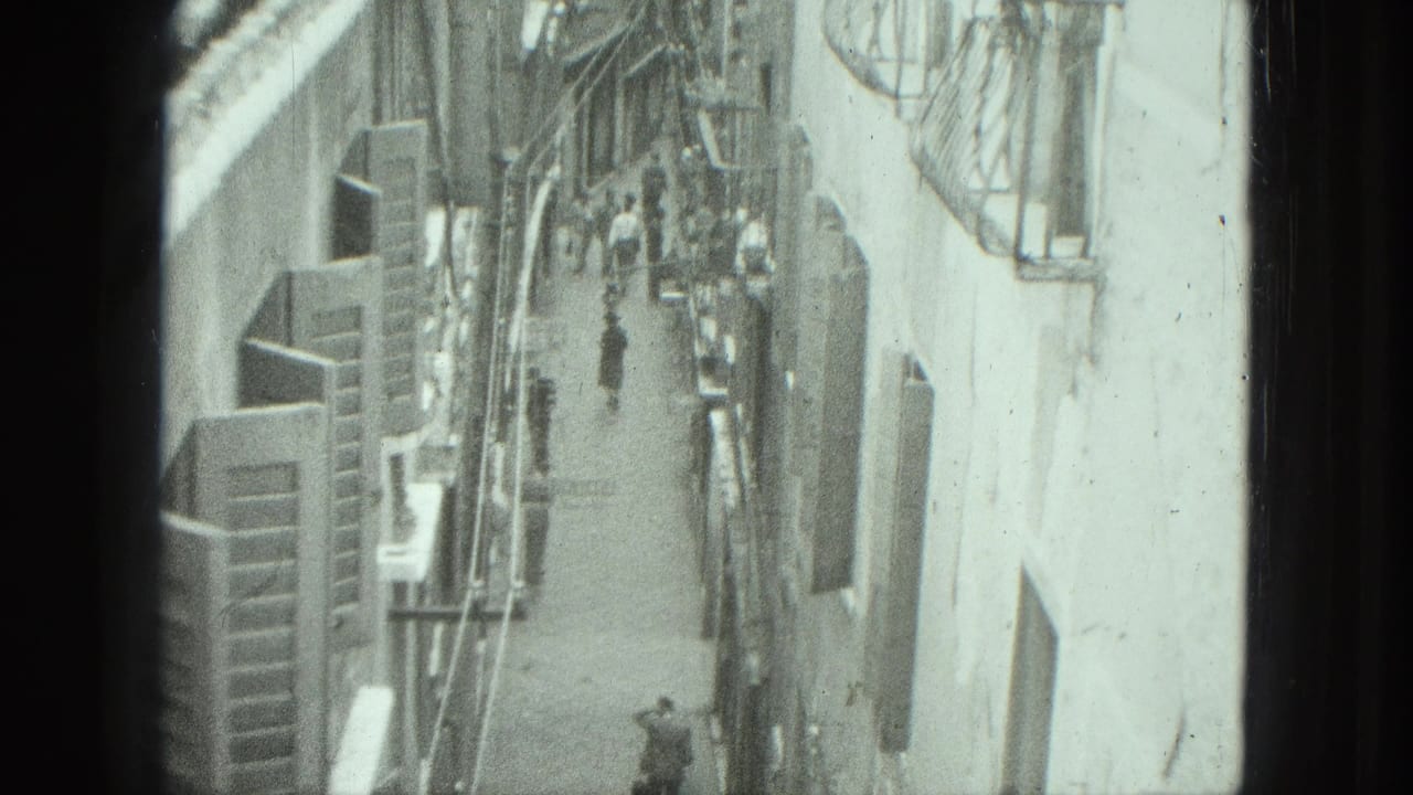 Pedestrians walk along a narrow alley seen from above.