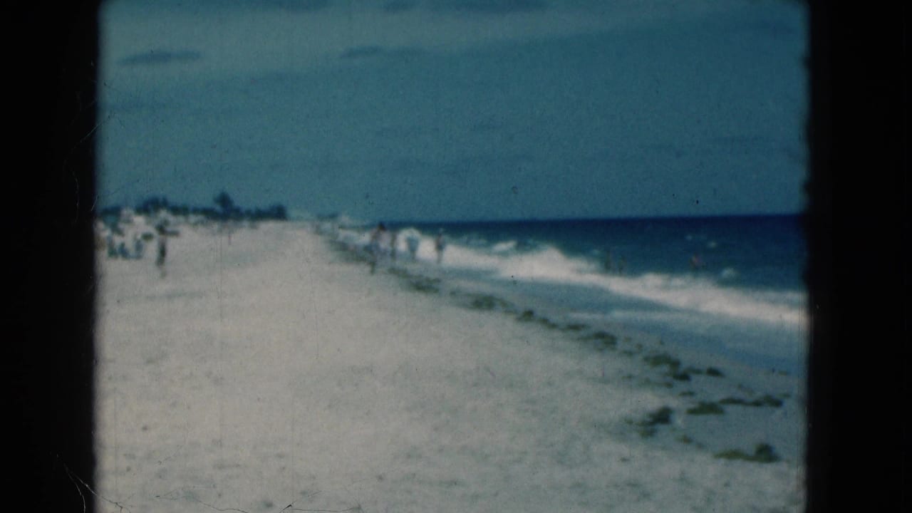White sand beach and ocean surf with scattered people walking near the waterline.
