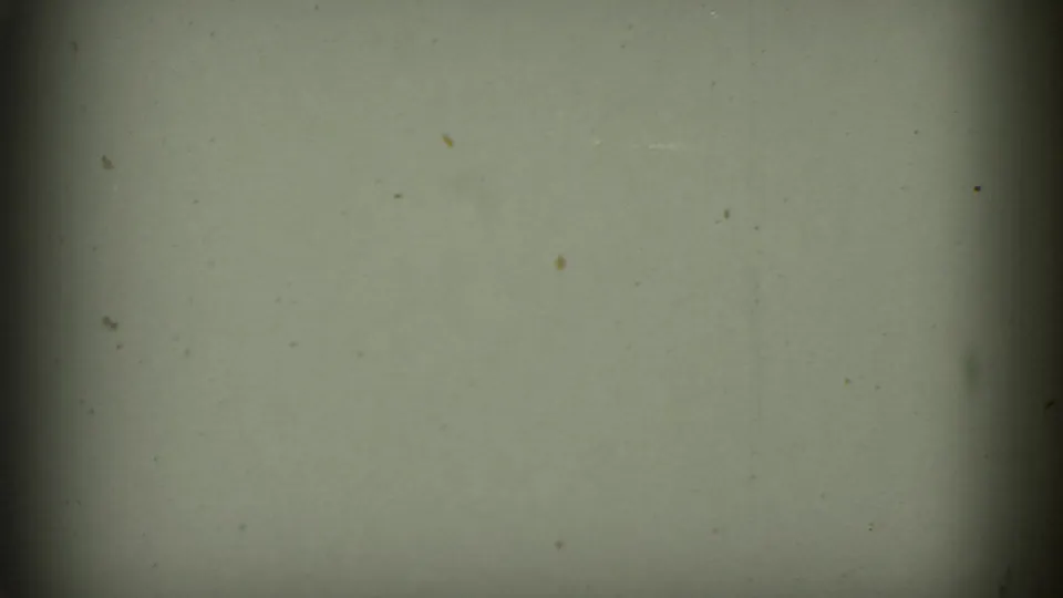 Blank or underexposed 8mm frame with greenish cast, dark gate edges, dust specks, and a central vertical band.