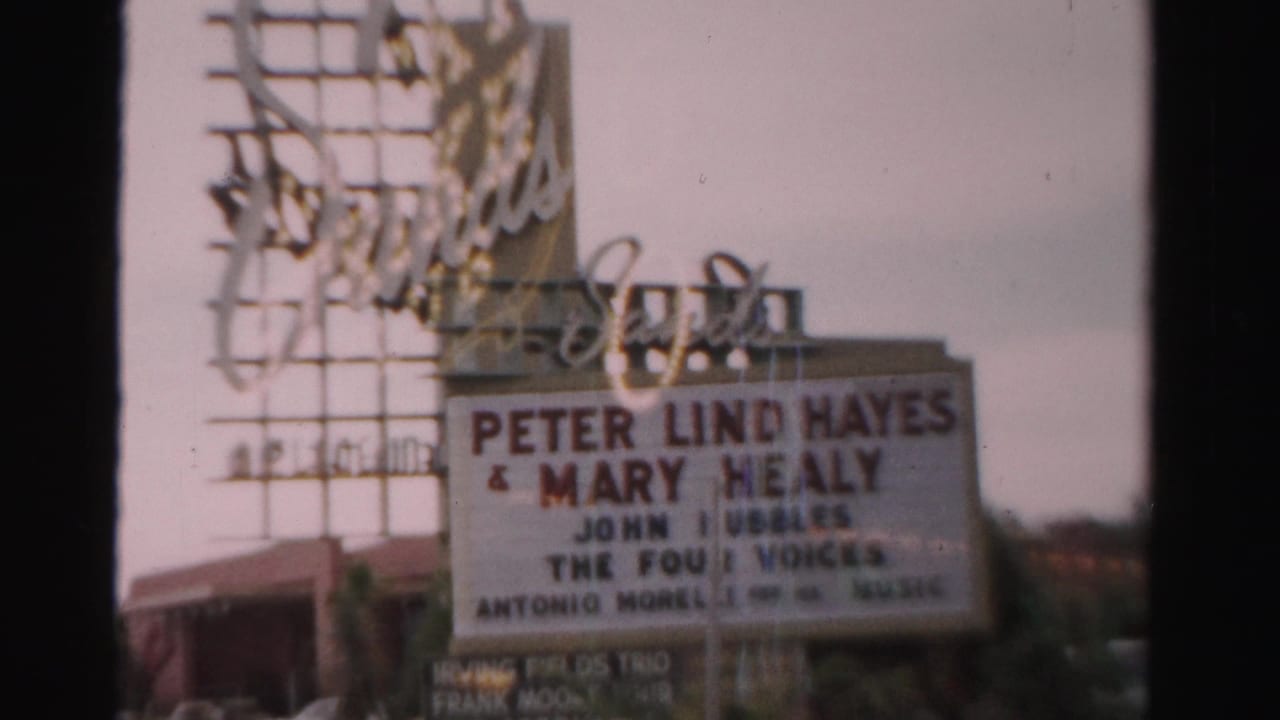 Sands marquee with Peter Lind Hayes and Mary Healy listed in large letters.