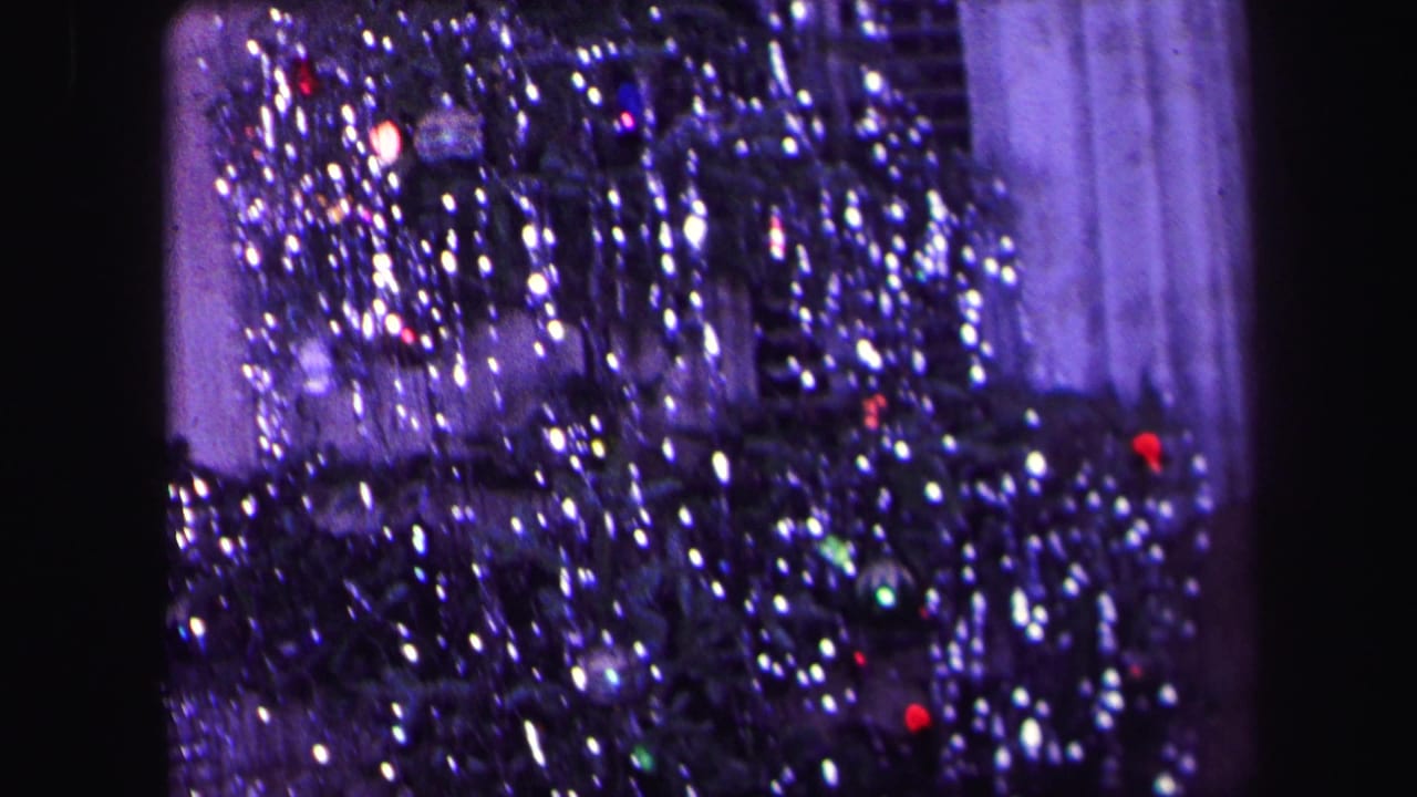 1971 Lynbrook interior frame with dense silver tinsel, colored ornaments, and a softly framed Christmas tree.