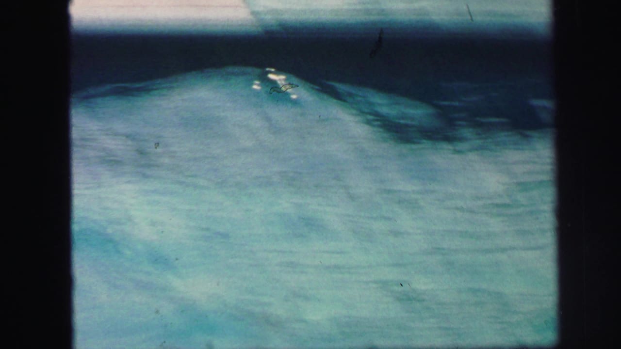 Close 8mm frame of blue-green swimming pool water in Lynbrook, with dark gate edges and visible surface highlights.