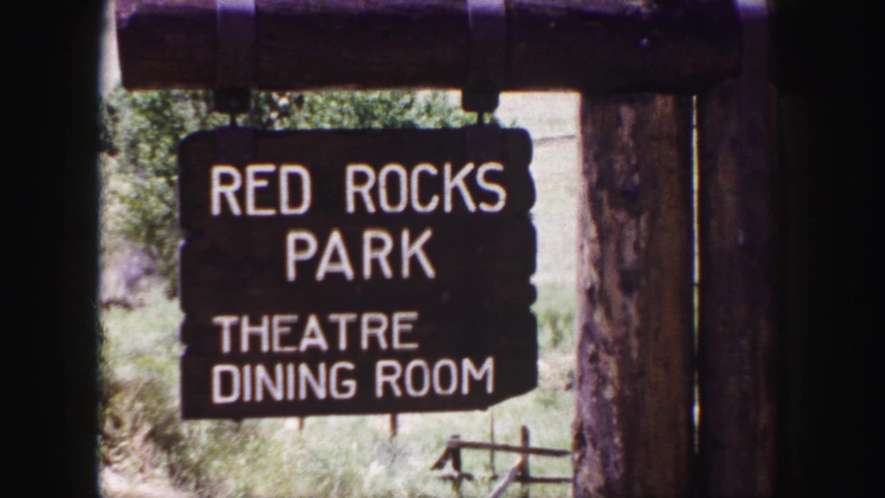 Red Rocks Park sign with theatre and dining room text.