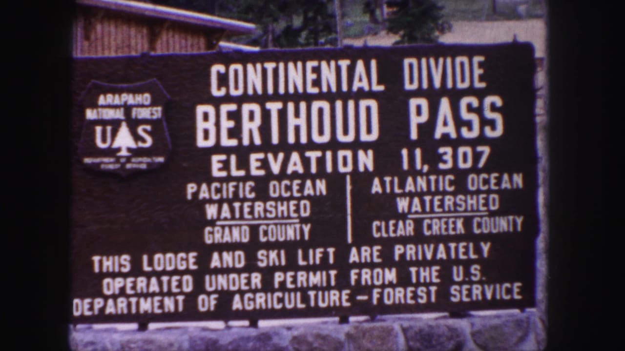 Close view of the Continental Divide Berthoud Pass sign.
