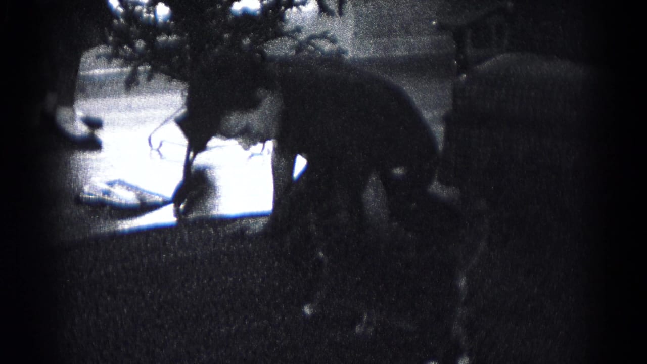 A person appears to reach toward objects on a bright table surface in a dim 1959 Hagerstown house interior.