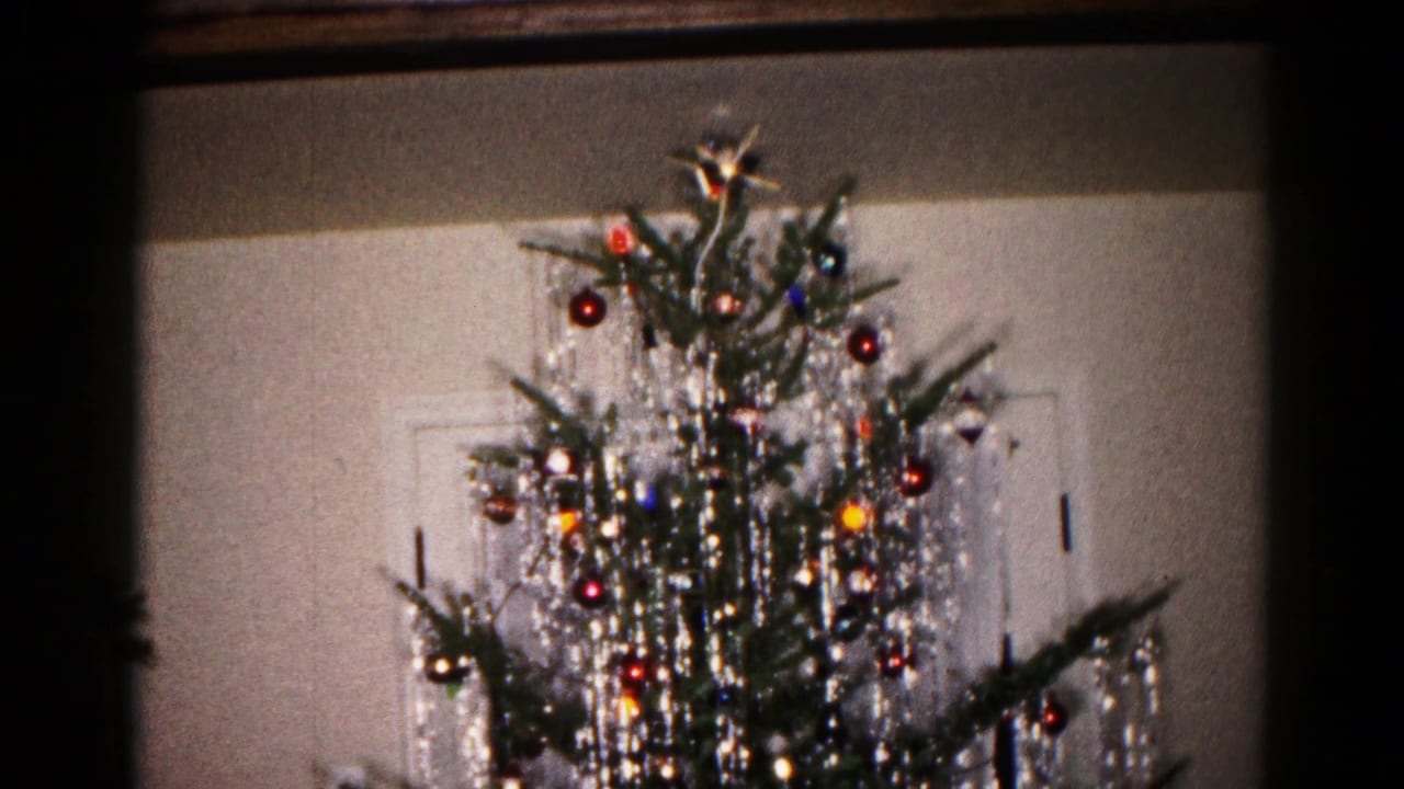 A decorated Christmas tree with silver tinsel, ornaments and a star topper stands inside a Hagerstown, Maryland home in 1959 footage.