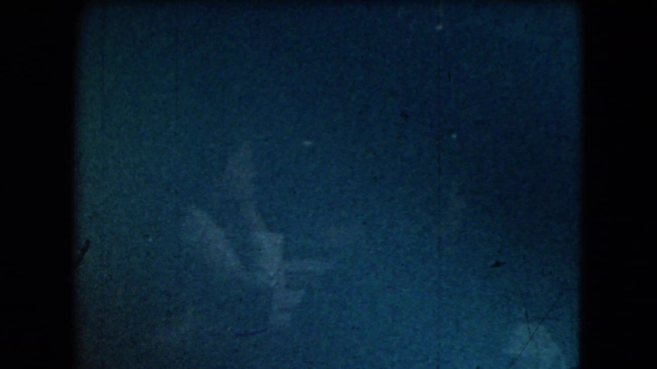 Very dark frame with indistinct seated figures at small tables in a low-lit room.